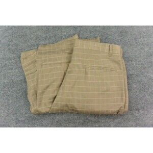 Smokey Joes Pants Mens 34x25 Tan Black Baggy Wide Leg Pleated Cuffed UnHemmed